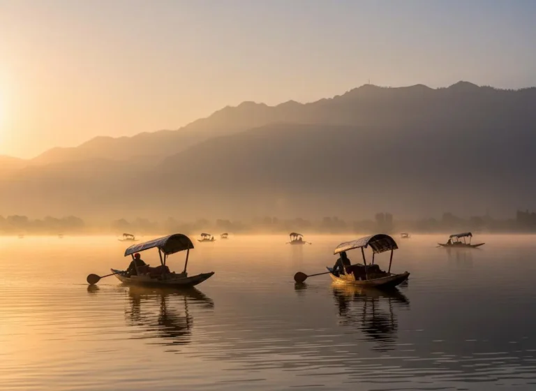 How to avoid tourist crowds in Kashmir main hubs empty Dal Lake at sunrise